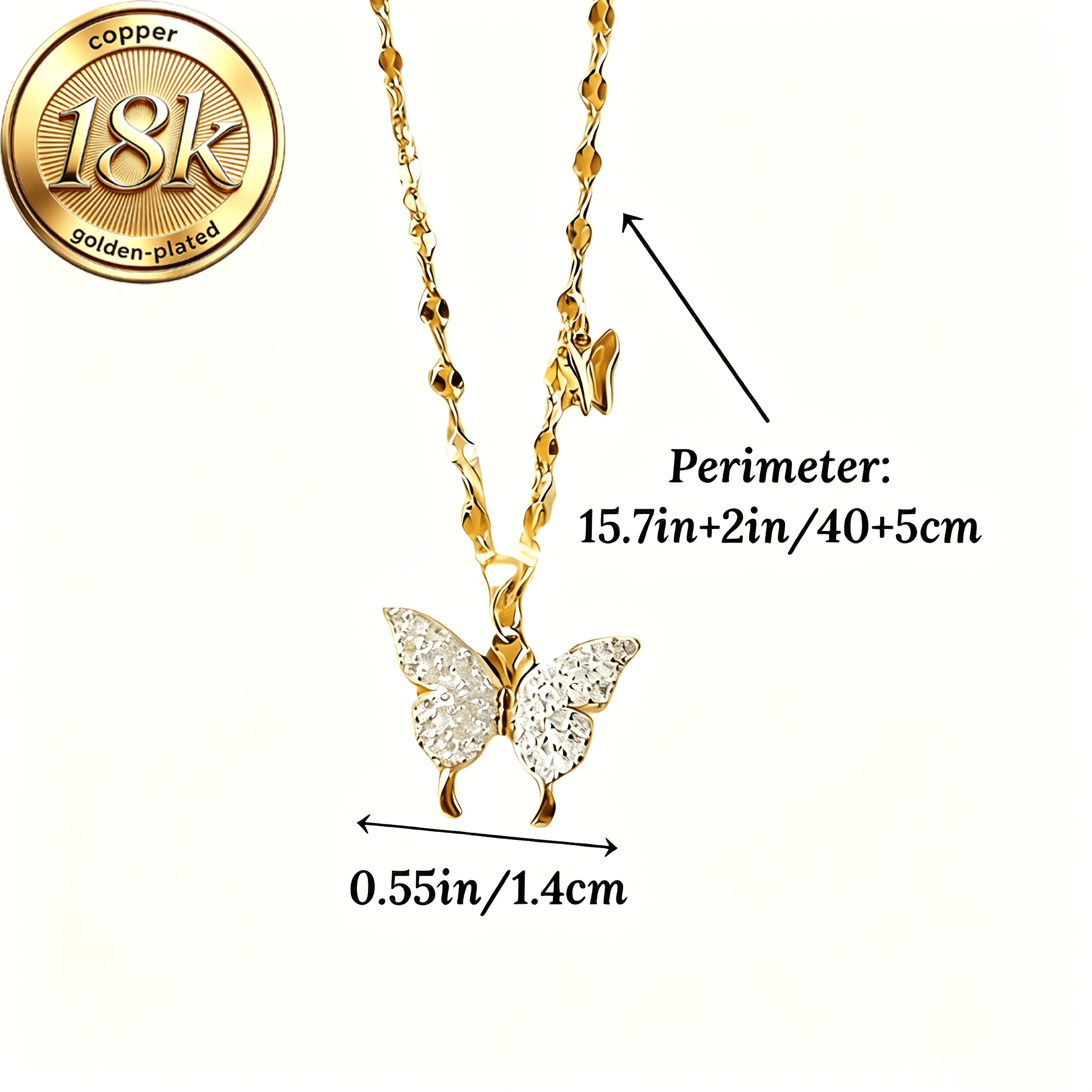 18K Gold-Plated Minimalist Butterfly Pendant Necklace
